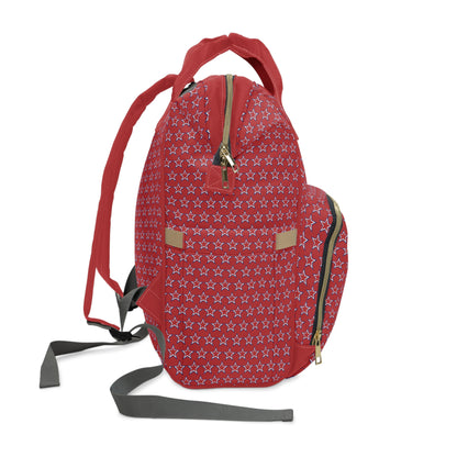 Red White and Blue Stars  - Multifunctional Diaper Backpack