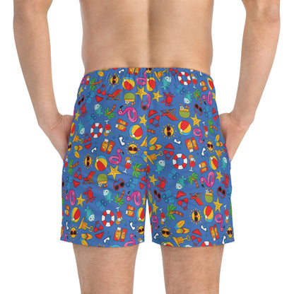 Summer Vibes - Azure 0080FF - Swim Trunks