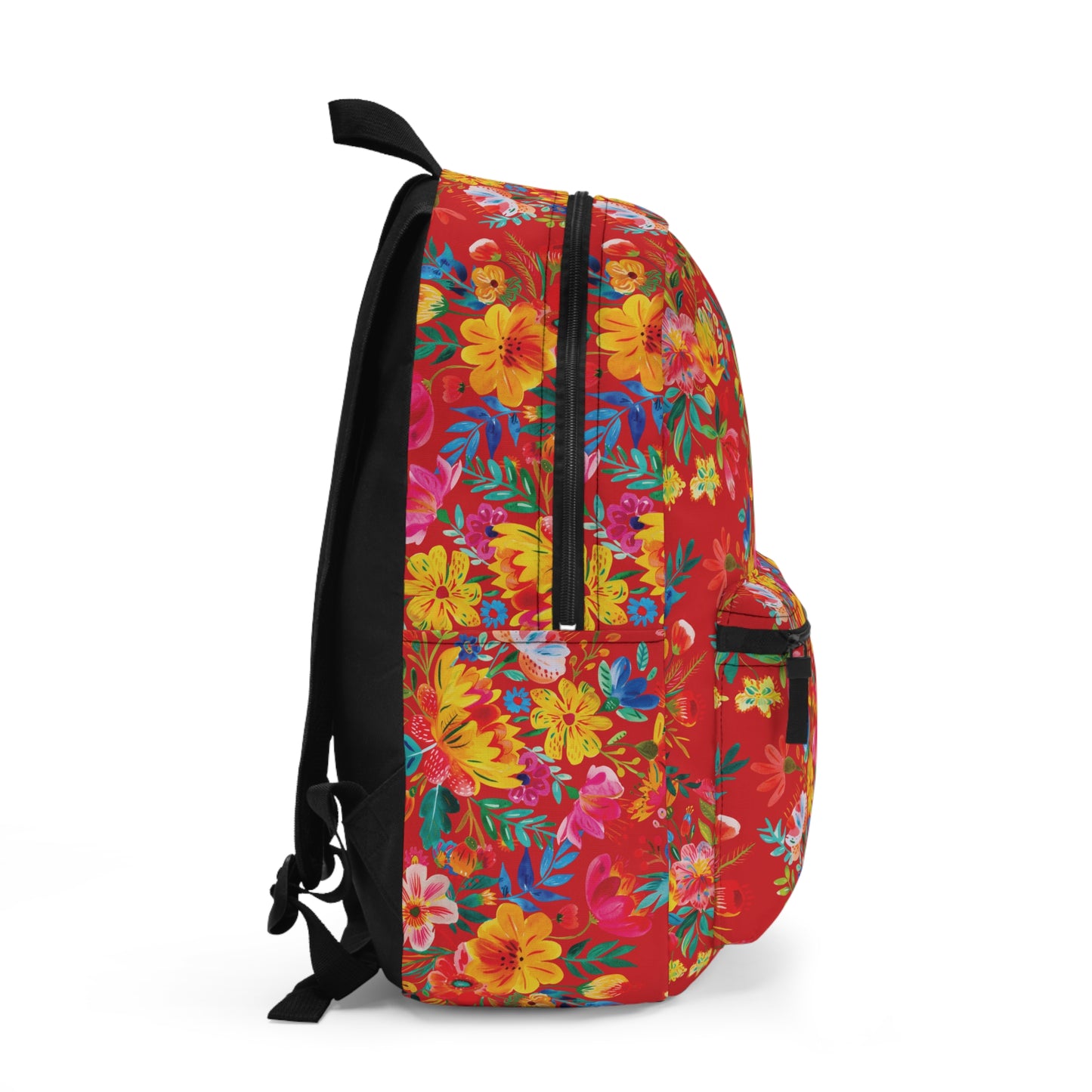 Bright Bold Watercolor Flowers - Scarlet de0000 - Backpack