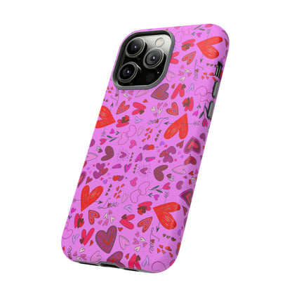 Heart Doodles - Fuschia Pink ff8eff - Tough Cases