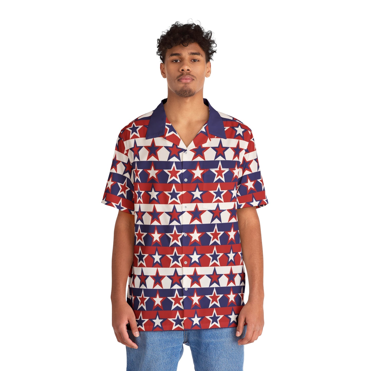 Red White and Blue Stars - Stripes - Men's Hawaiian Shirt