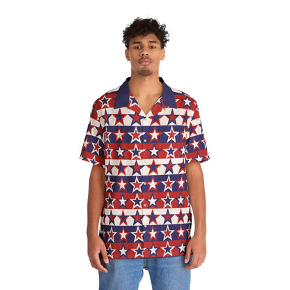 Red White and Blue Stars - Stripes - Men's Hawaiian Shirt