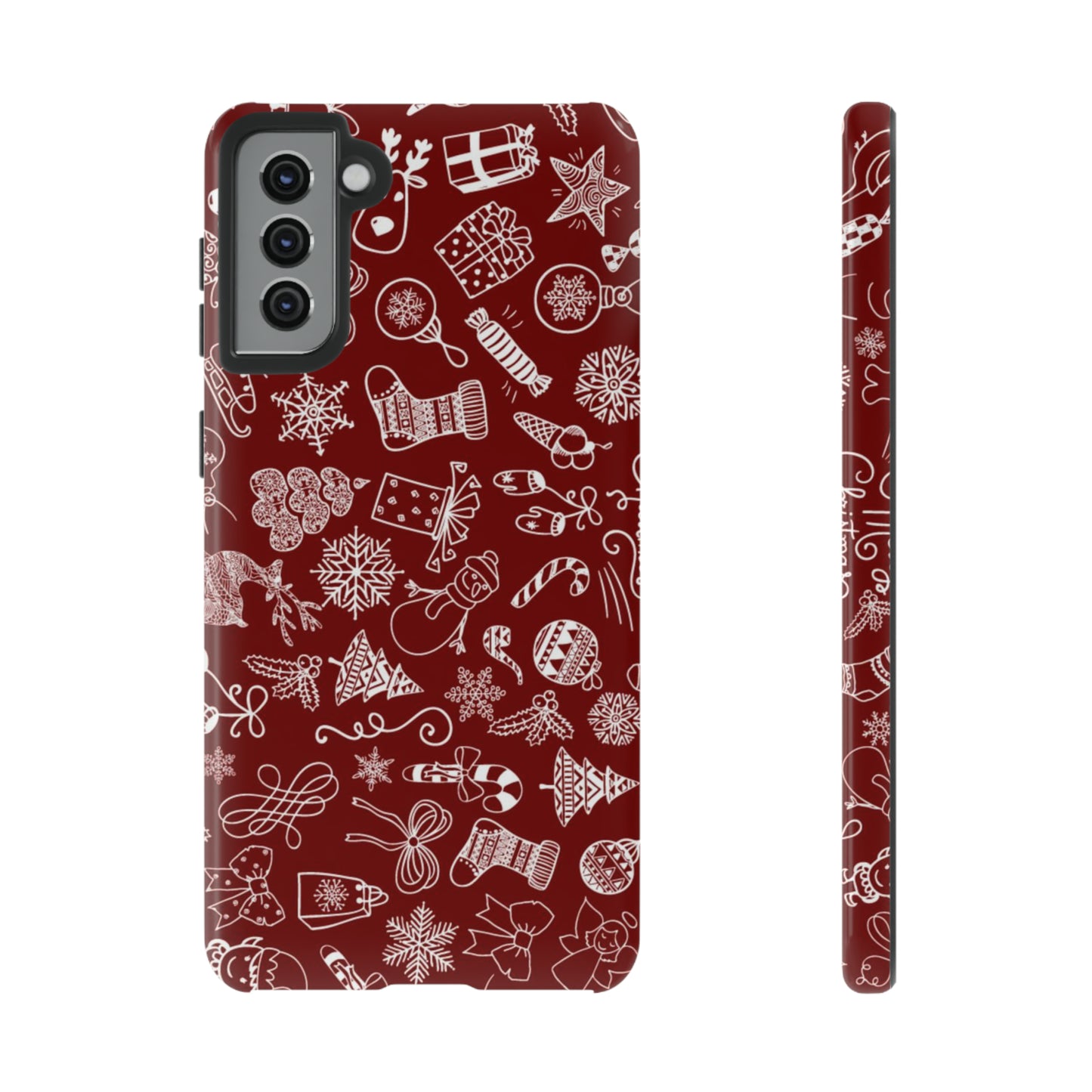 Christmas doodles on red - Tough Cases