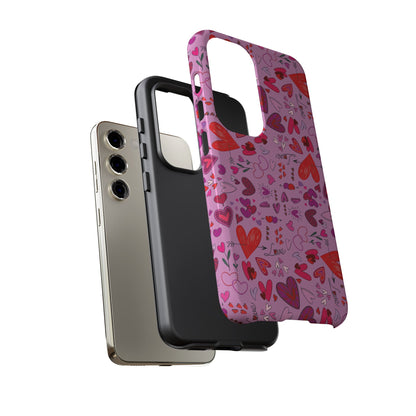 Heart Doodles - Fuschia Pink ff8eff - Tough Cases