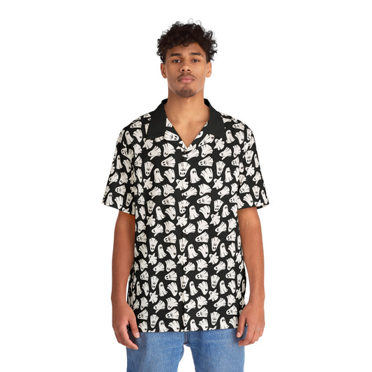 Boo - Ghosts - Halloween - Black 000000 - Men's Hawaiian Shirt