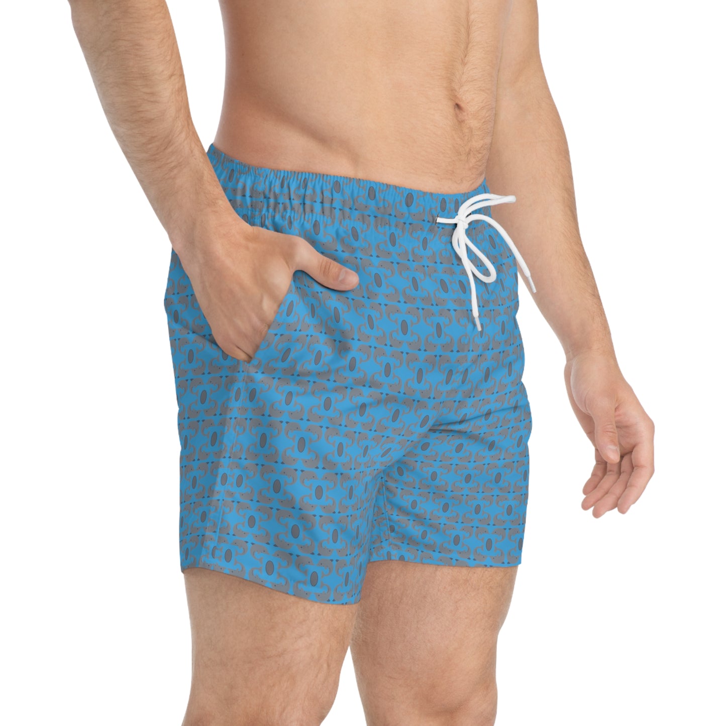 Playful Dolphins - Blue 00b3ff - Swim Trunks