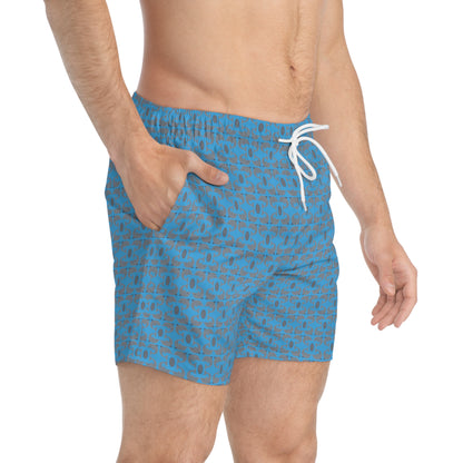 Playful Dolphins - Blue 00b3ff - Swim Trunks