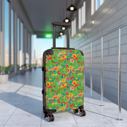 Bright Bold Watercolor Flowers - Bright Apple Green 56BD00 - Suitcase