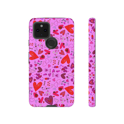 Heart Doodles - Fuschia Pink ff8eff - Tough Cases