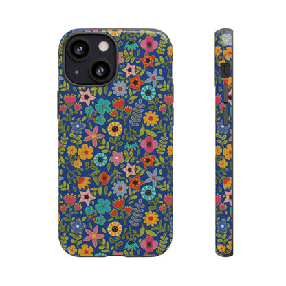 Playful Spring flowers - blue - Tough Cases