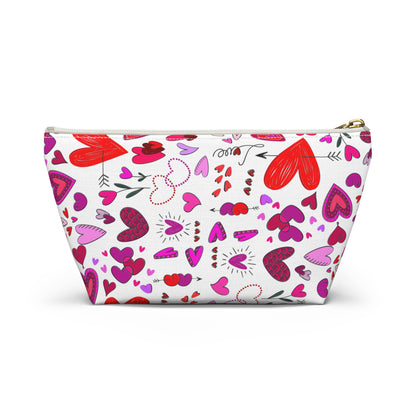 Heart Doodles - White ffffff - Accessory Pouch w T-bottom