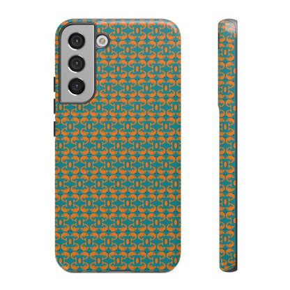 Playful dolphins - Orange - Aqua 008E97 - Tough Cases