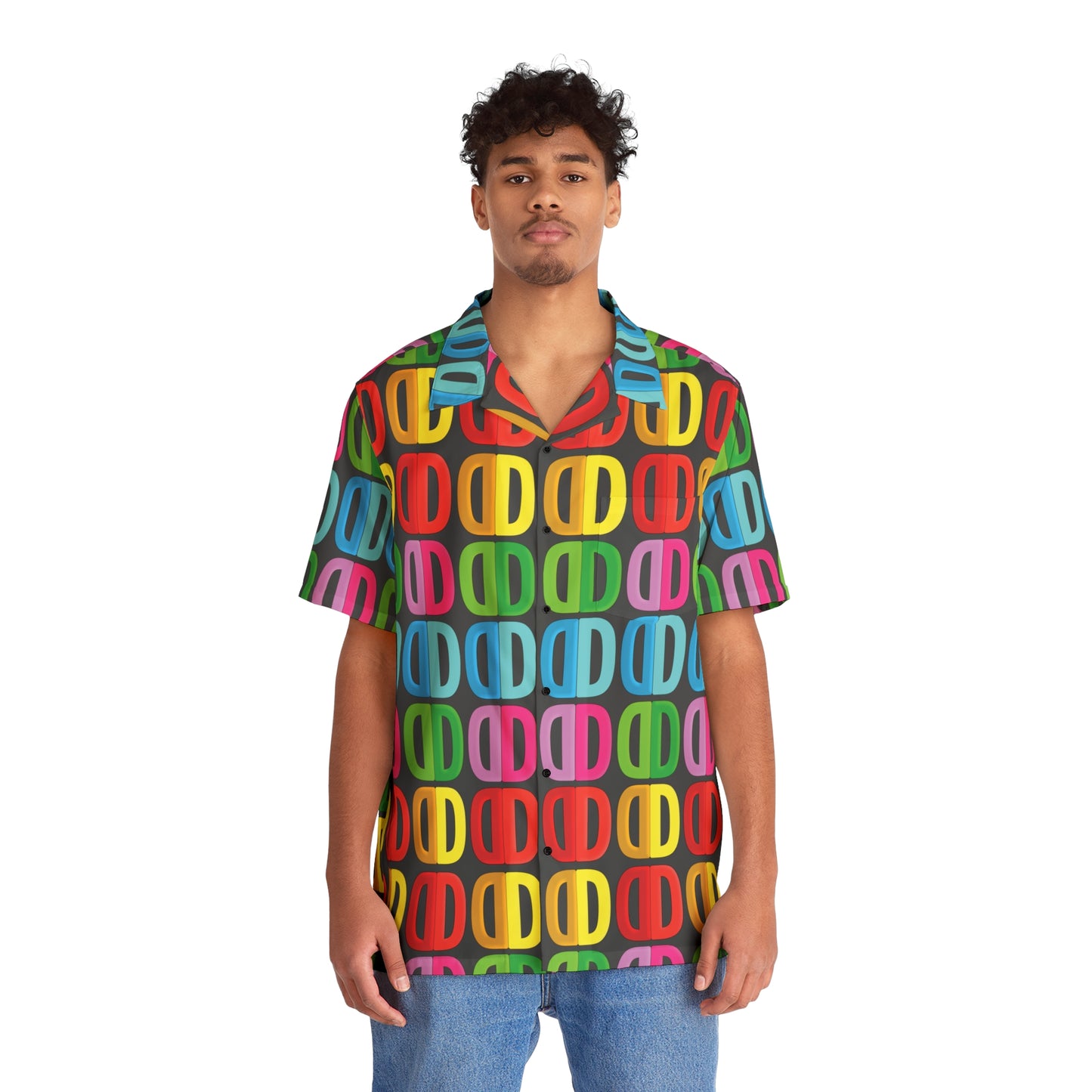 Letter Art - D - Black 000000 - Men's Hawaiian Shirt (AOP)