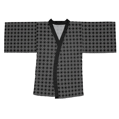 Letter Art - A - Gray - Black 000000 - Long Sleeve Kimono Robe (AOP)