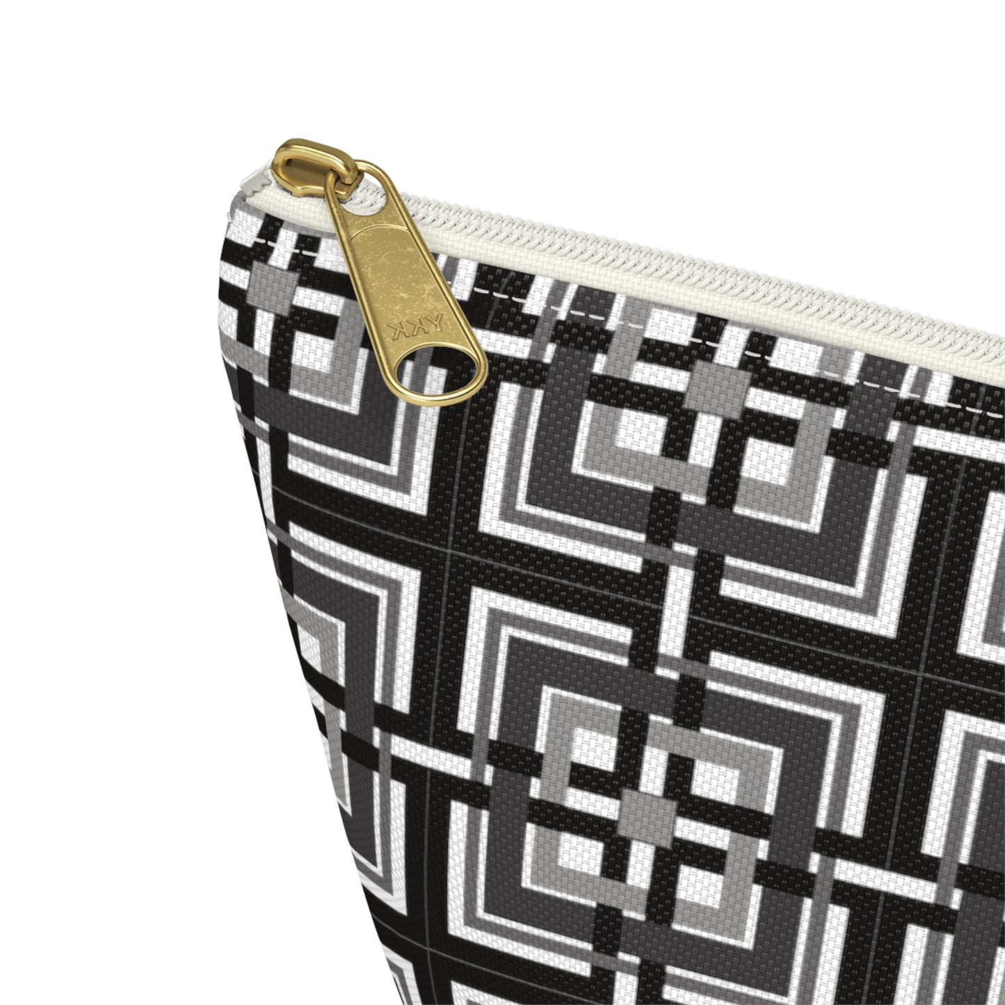 Intersecting Squares - Black - White - Accessory Pouch w T-bottom