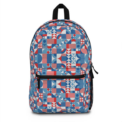 Red White and Blue Bold Pattern - Oil Paint Texture - Backpack