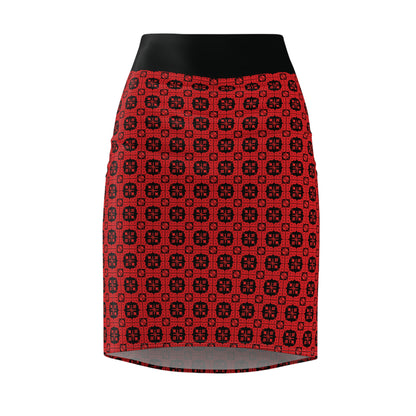 Letter Art - B - Red - Black 000000 - Women's Pencil Skirt (AOP)