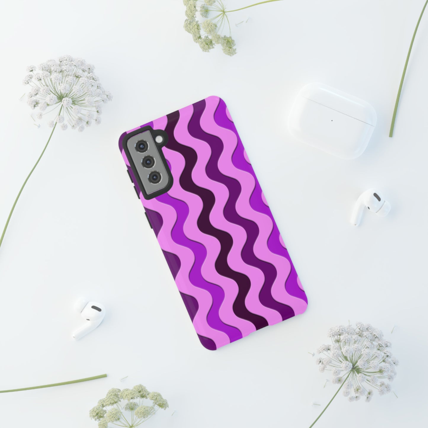 Vertical retro wavy purple and pink - Tough Cases