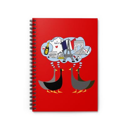 Ducks dreaming of Paris - Scarlet de0000 - Spiral Notebook - Ruled Line