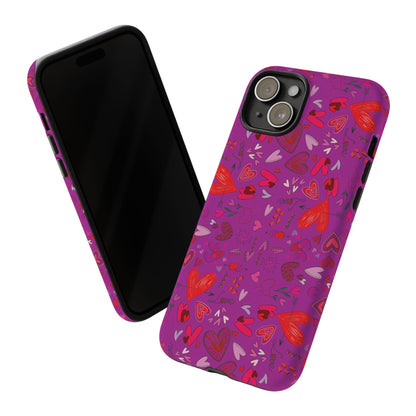 Heart Doodles - Deep Magenta B805AE - Tough Cases