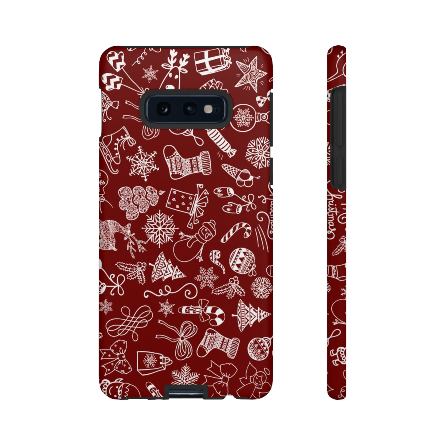 Christmas doodles on red - Tough Cases