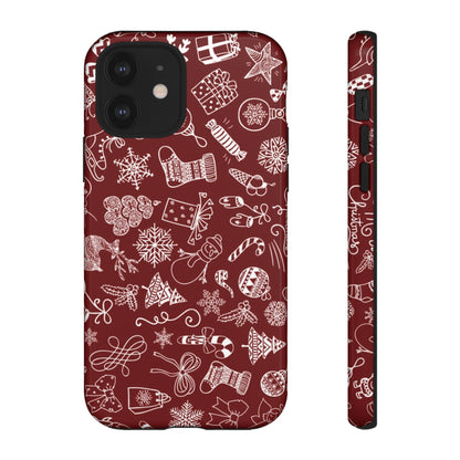 Christmas doodles - Red - Tough Cases