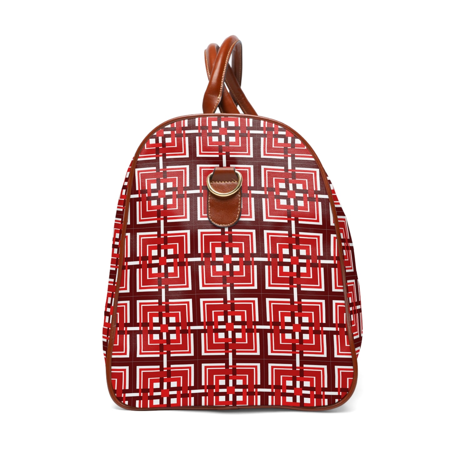 Intersecting Squares - Red - White ffffff - Waterproof Travel Bag