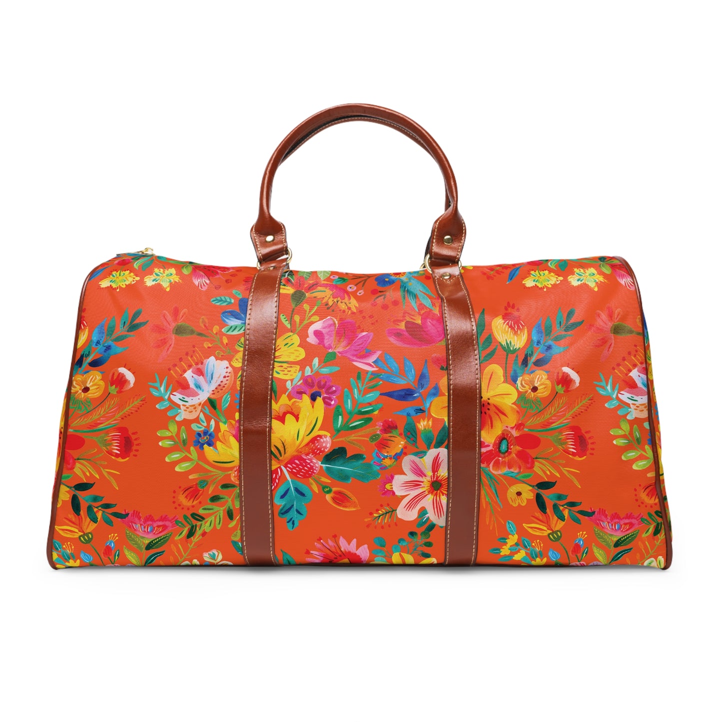 Bright Bold Watercolor Flowers - Orange FE5000 - Waterproof Travel Bag