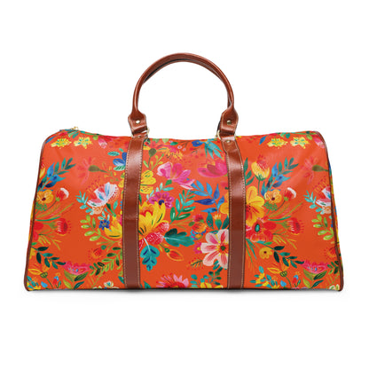 Bright Bold Watercolor Flowers - Orange FE5000 - Waterproof Travel Bag