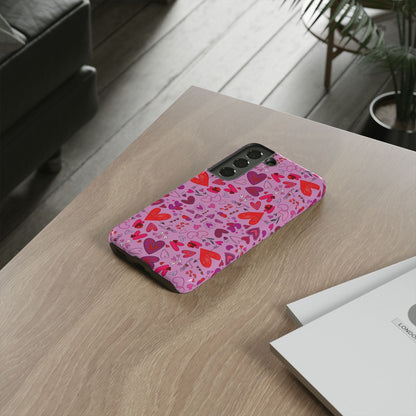 Heart Doodles - Fuschia Pink ff8eff - Tough Cases