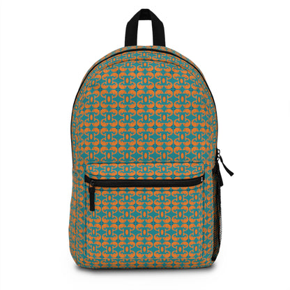 Playful dolphins - Orange - Aqua 008E97 - Backpack