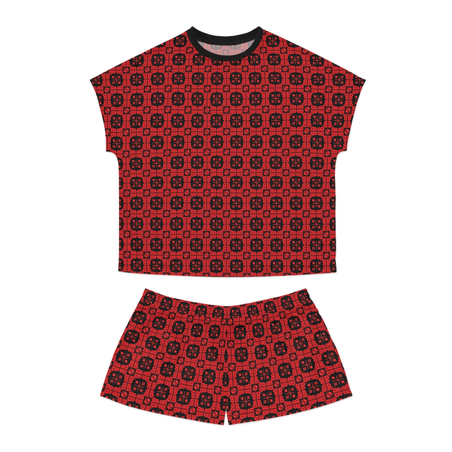 Letter Art Women's Pajama Set - Red - Black