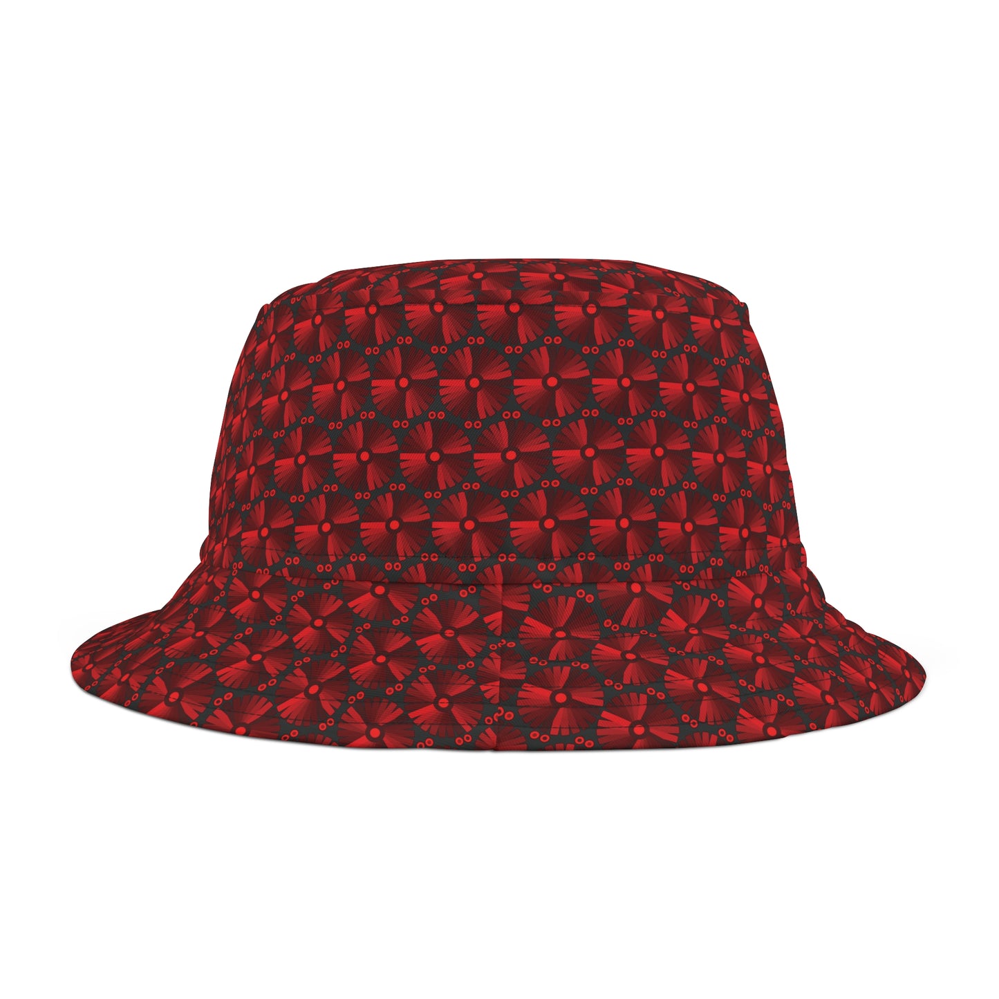 Letter Art - I - Red - Black 000000 - Bucket Hat (AOP)