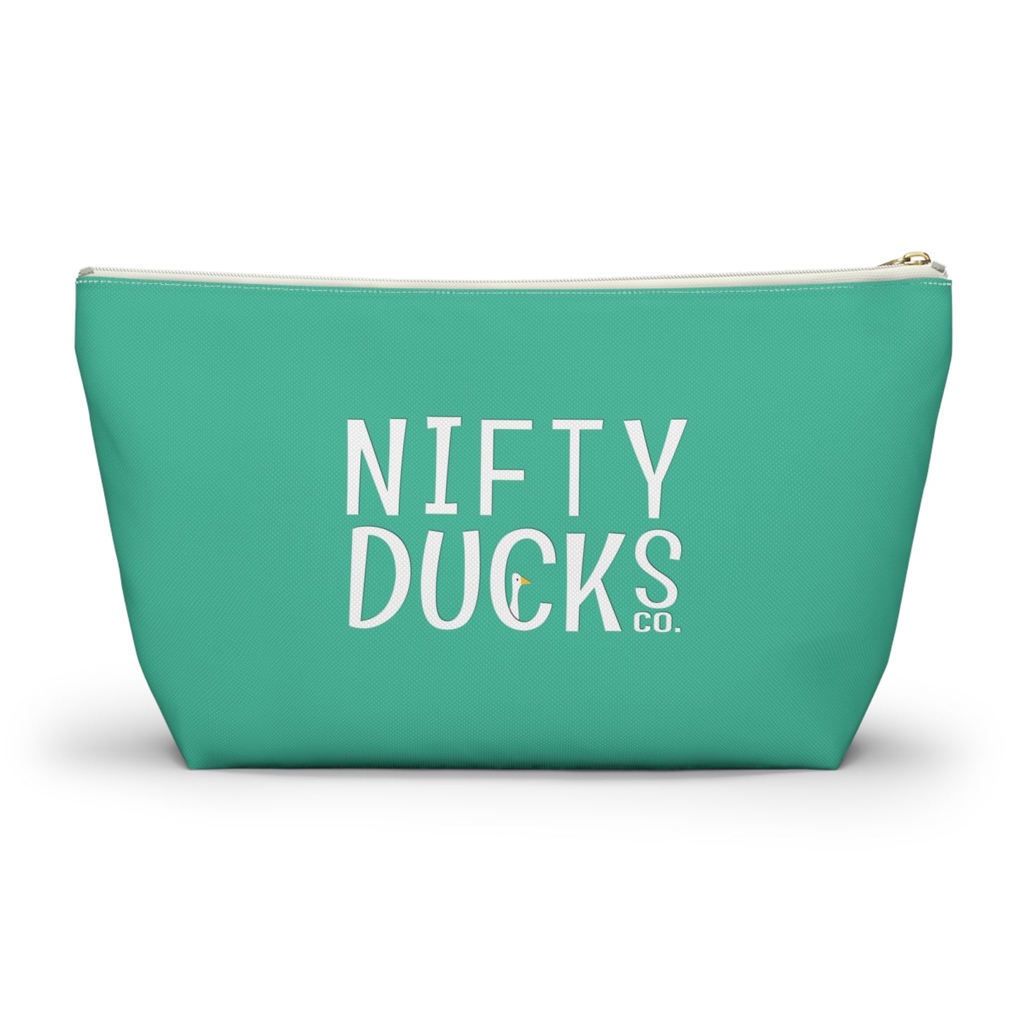 Nifty Ducks Co. Logo2 - ducks - Turquoise 12d3ad - Accessory Pouch w T-bottom