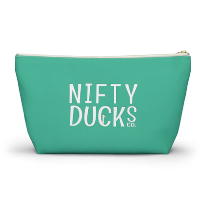 Nifty Ducks Co. Logo2 - ducks - Turquoise 12d3ad - Accessory Pouch w T-bottom