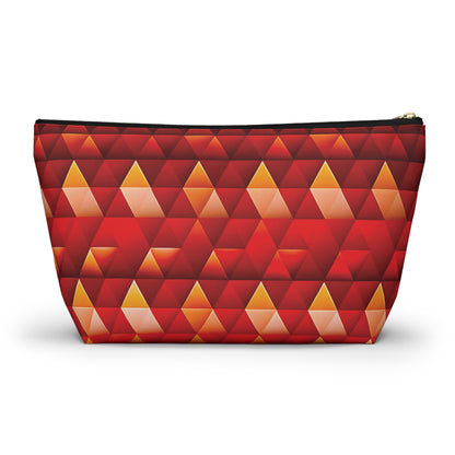 Geometric Flame - Red Triangles - Boston University Red d00000 - Accessory Pouch w T-bottom