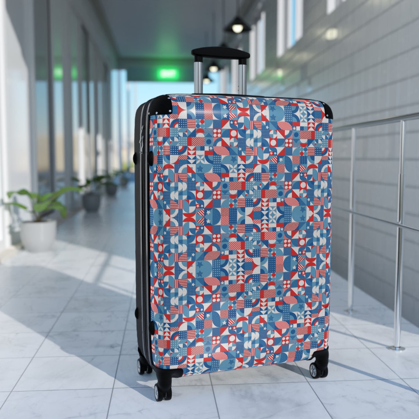 Red White and Blue Bold Pattern - Oil Paint Texture - Suitcase