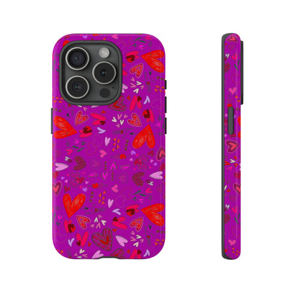 Heart Doodles - Deep Magenta B805AE - Tough Cases