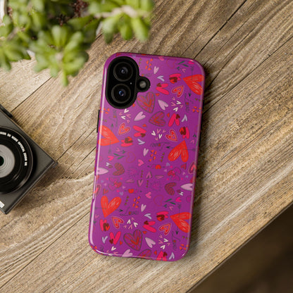 Heart Doodles - Deep Magenta B805AE - Tough Cases