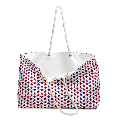 Red White and Blue Stars - White - Weekender Bag