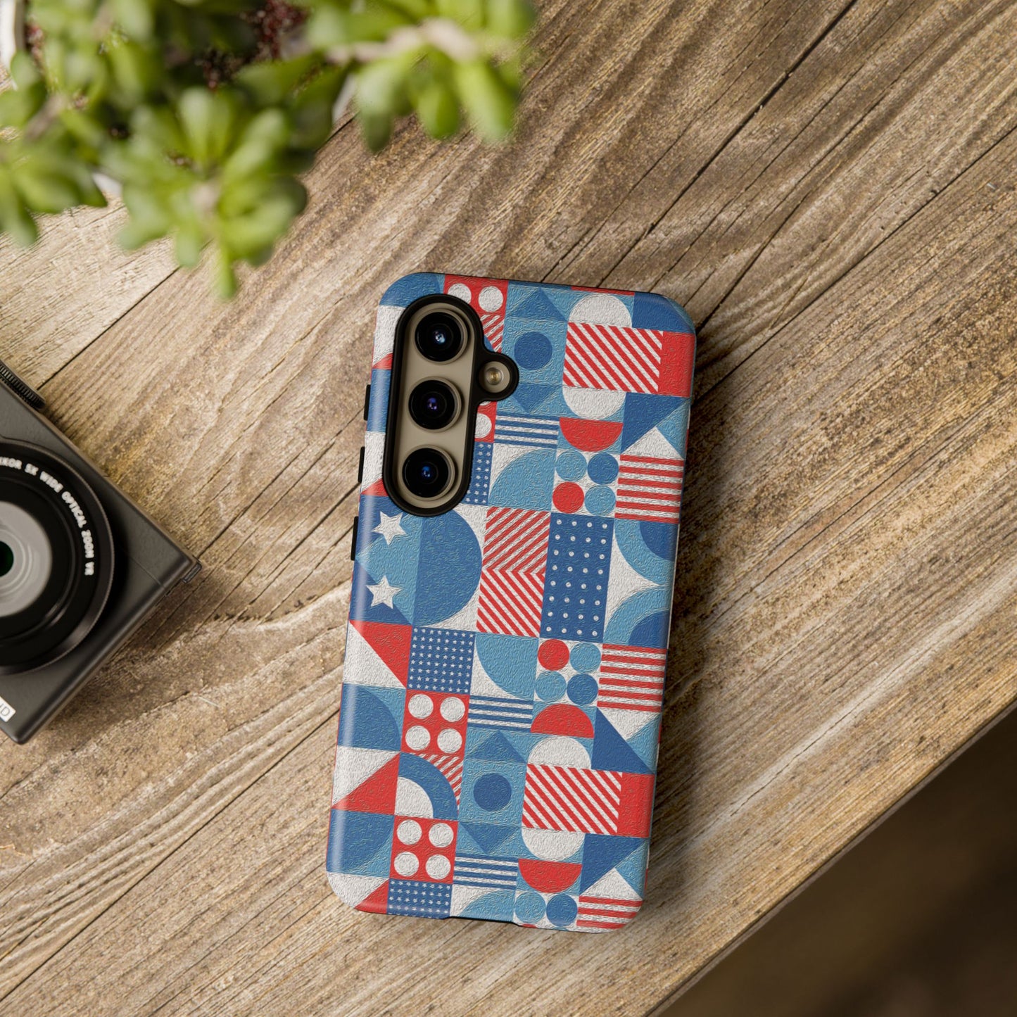 Red White and Blue Bold Pattern - BIG - Oil Paint Texture - Tough Cases