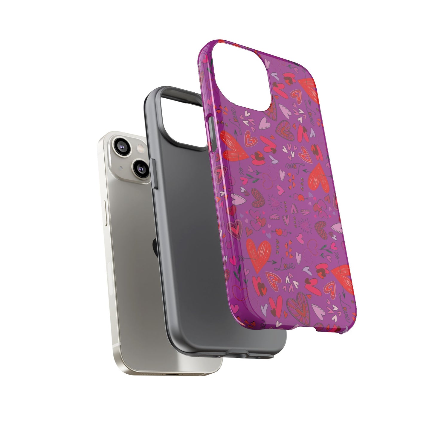 Heart Doodles - Deep Magenta B805AE - Tough Cases