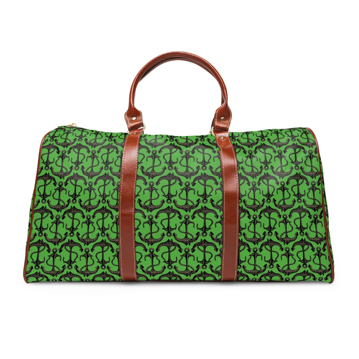 Anchors Away - Black Gray - Bright Apple Green 56BD00 - Waterproof Travel Bag