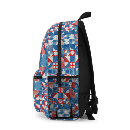 Red White and Blue Bold Pattern - Oil Paint Texture - Backpack