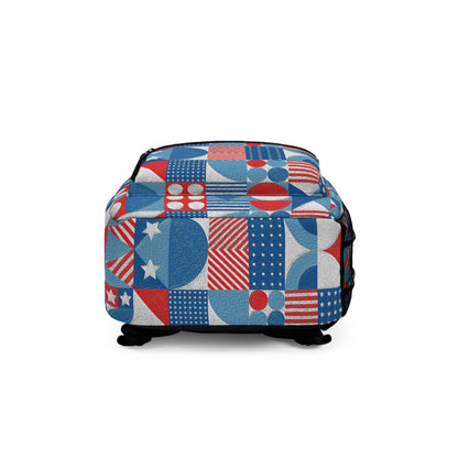 Red White and Blue Bold Pattern - Oil Paint Texture - BIG - Backpack