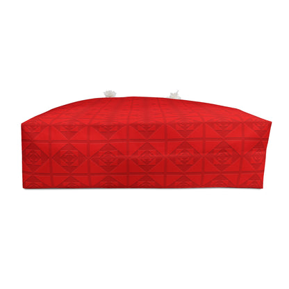 Embossed Geometric Pattern - Red - Weekender Bag