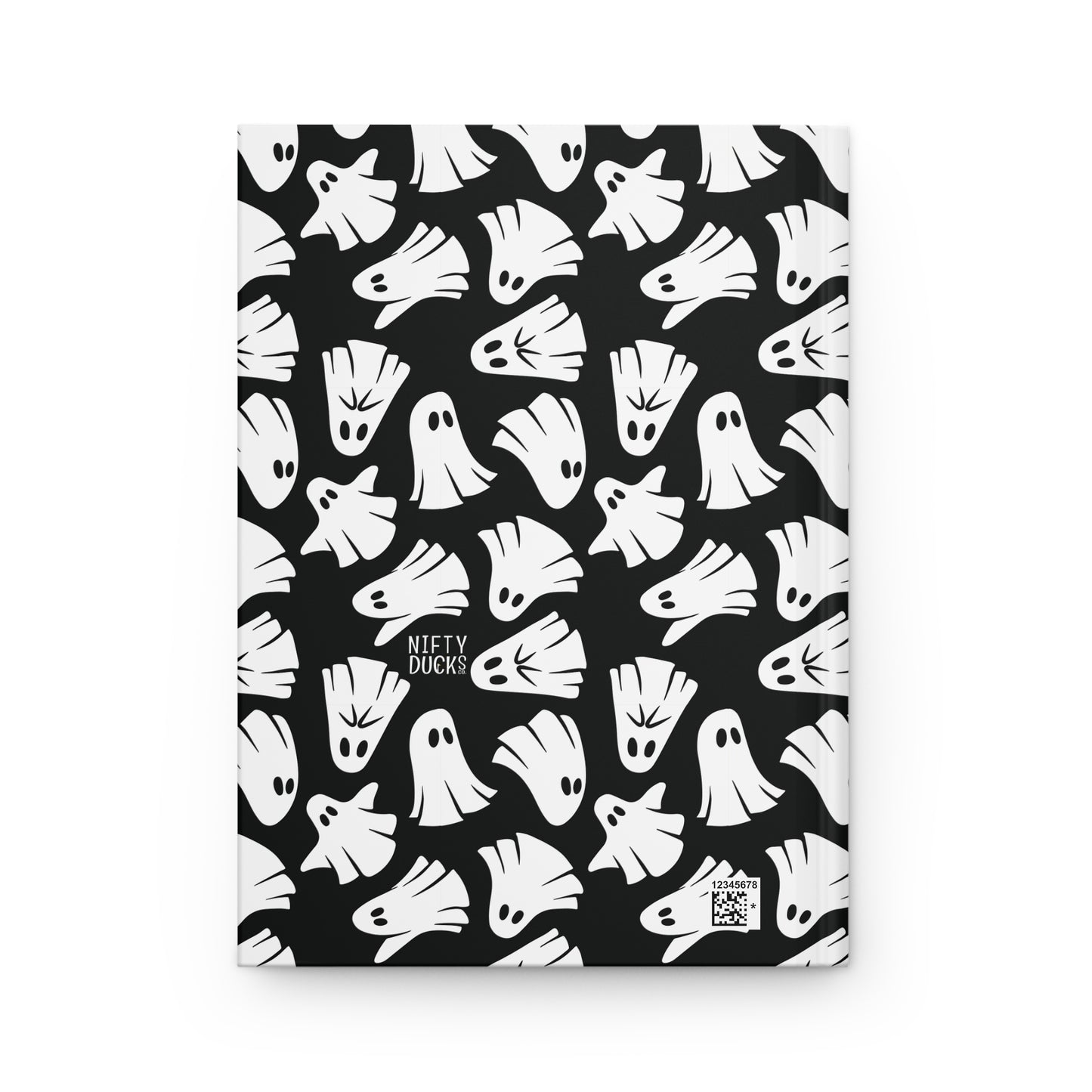 Boo - Ghosts - Halloween - Black 000000 - Hardcover Journal Matte