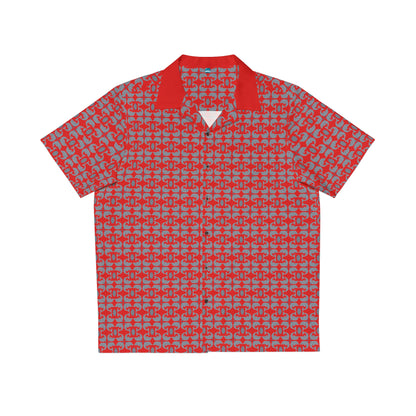 Playful Dolphins - Red d30000 - Men's Hawaiian Shirt