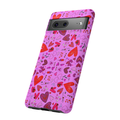 Heart Doodles - Fuschia Pink ff8eff - Tough Cases