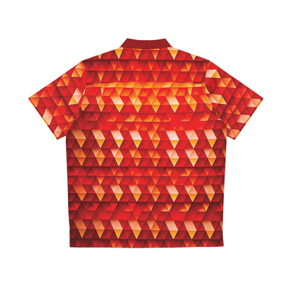 Geometric Flame - Red Triangles - Dark Candy Apple Red a00000 - Men's Hawaiian Shirt